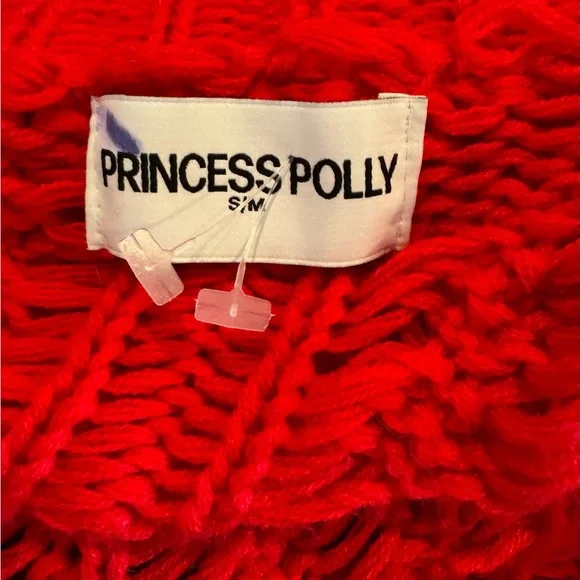 Princess Polly Chunky Open-Front Red Knit Cardigan - Picture 3 of 3
